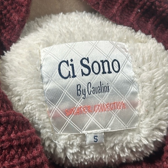 Ci Sono By Cavalini Sweater Collection Cable Knit Chunky Hooded Sweater Sz Small - Picture 4 of 5